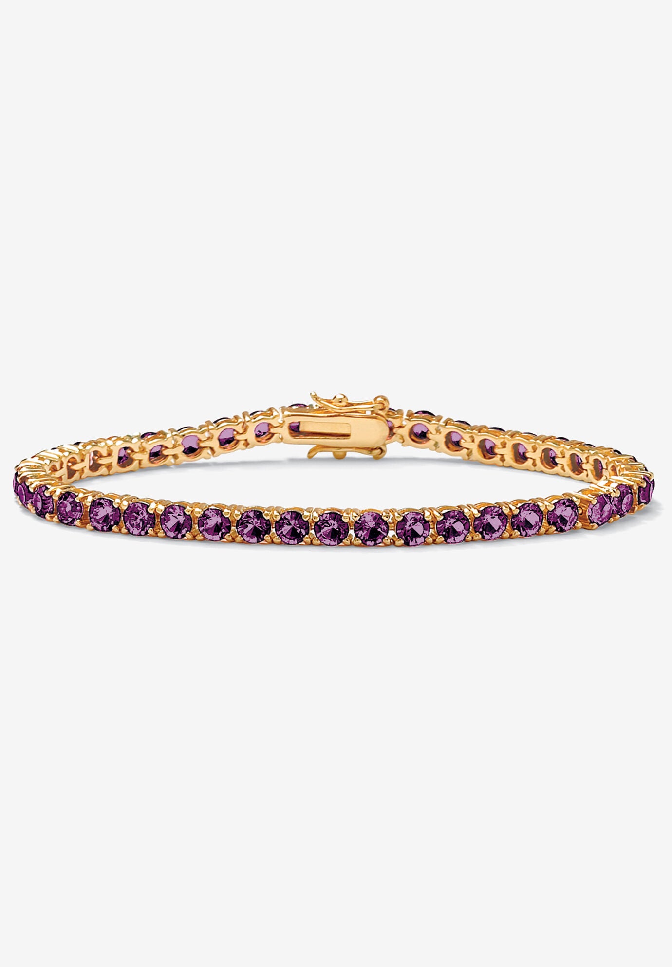 Birthstone Tennis Bracelet In Gold-Plated, FEBRUARY, hi-res image number 0