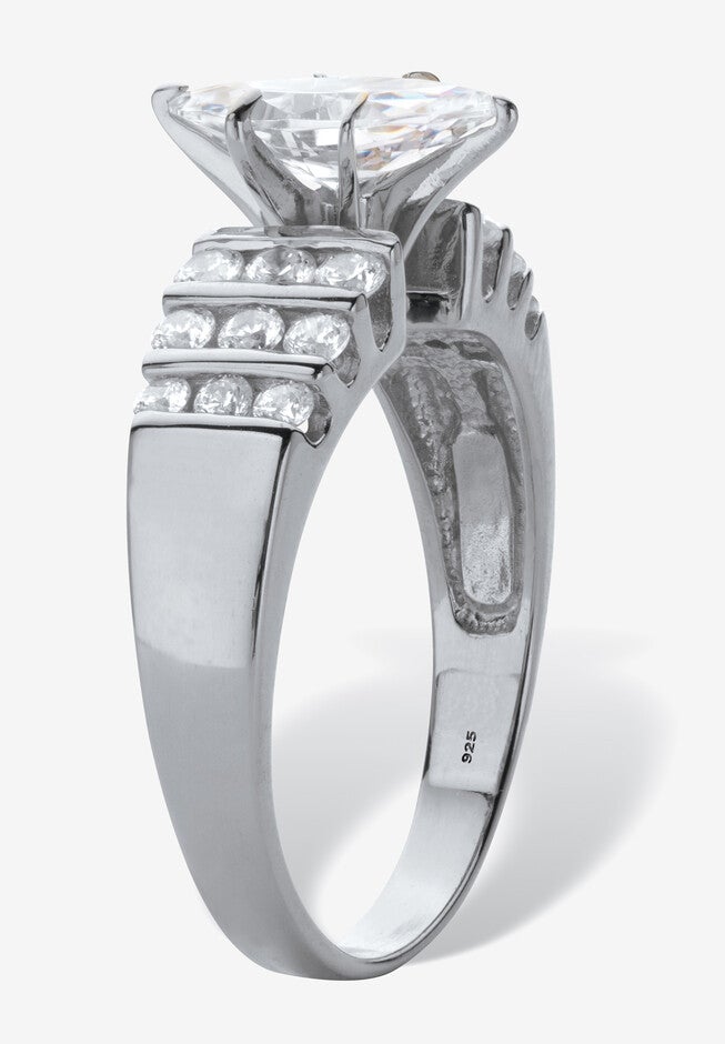 2.85 Cttw Marquise Cut Cubic Zirconia Ring Platinum Plated .925 Sterling Silver, , on-hover image number null