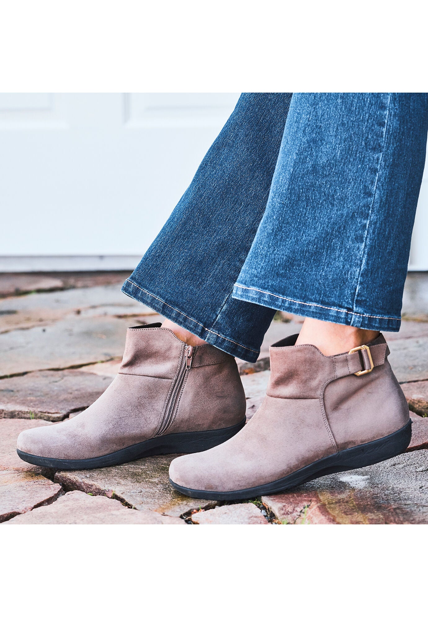 Suede Booties with Buckle The Cassie Bootie Taupe Ellos