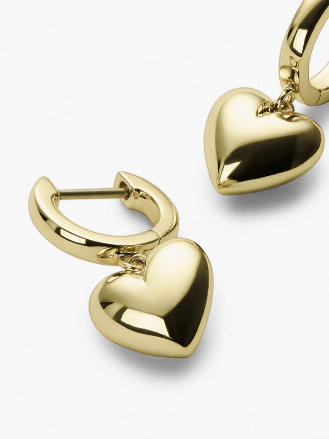Jessica Puffed Heart Hoops, GOLD, alternate image number 2