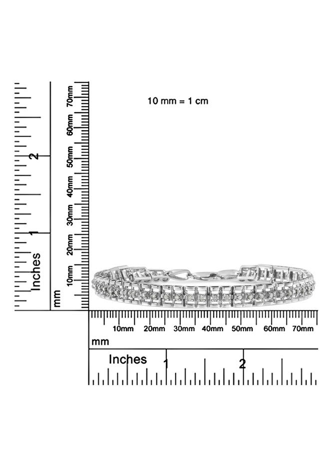 Sterling Silver 1.0 Cttw Diamond Double Link Tennis Bracelet, , alternate image number null