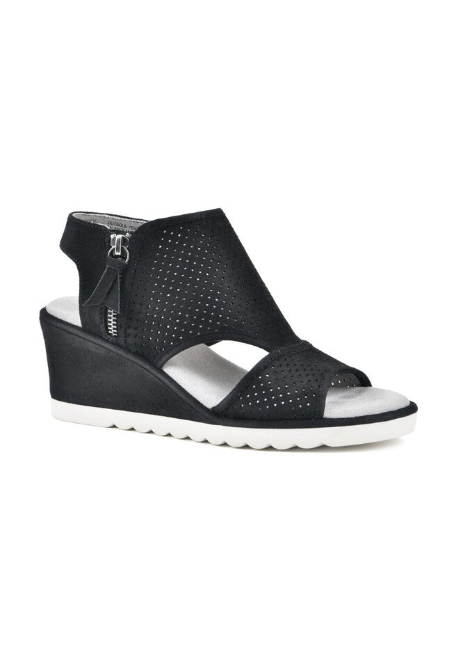 Abby Wedge Sandal, BLACK SUEDE, hi-res image number null