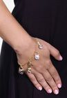 Goldtone Cubic Zirconia Charm Bracelet, 7.5" with .5" extender, , alternate image number null
