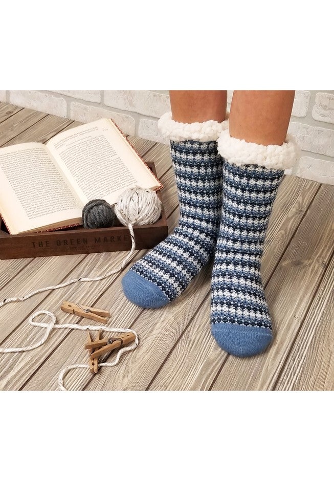 Allover Fairisle Slipper Socks, , on-hover image number 1
