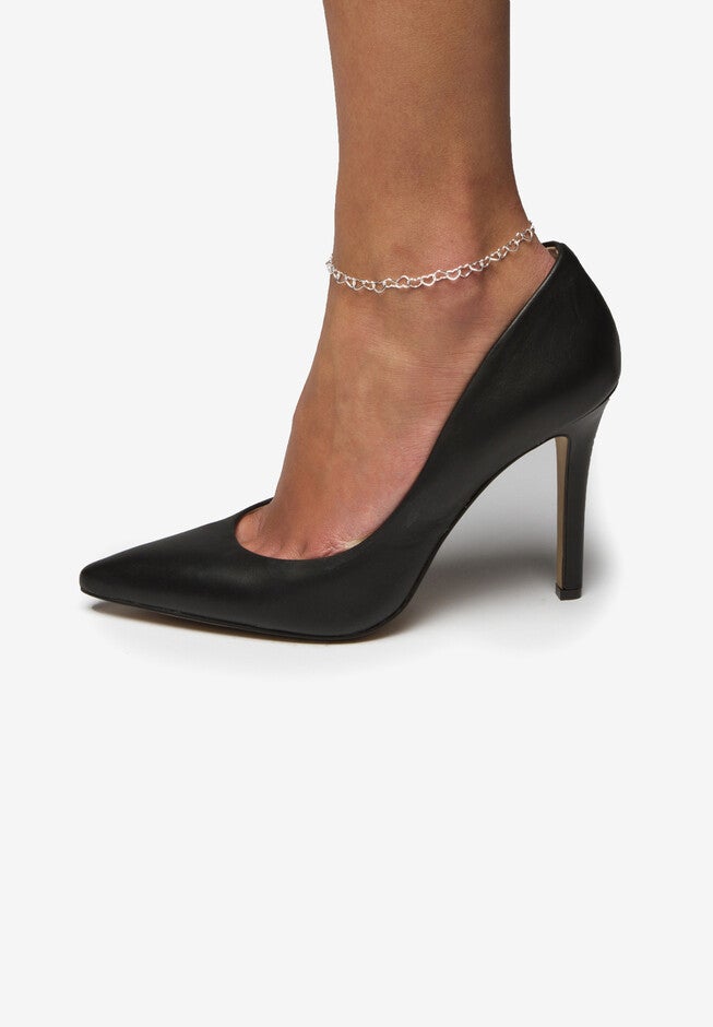 Sterling Silver Heart Link Ankle Bracelet 11 inches, , alternate image number 2