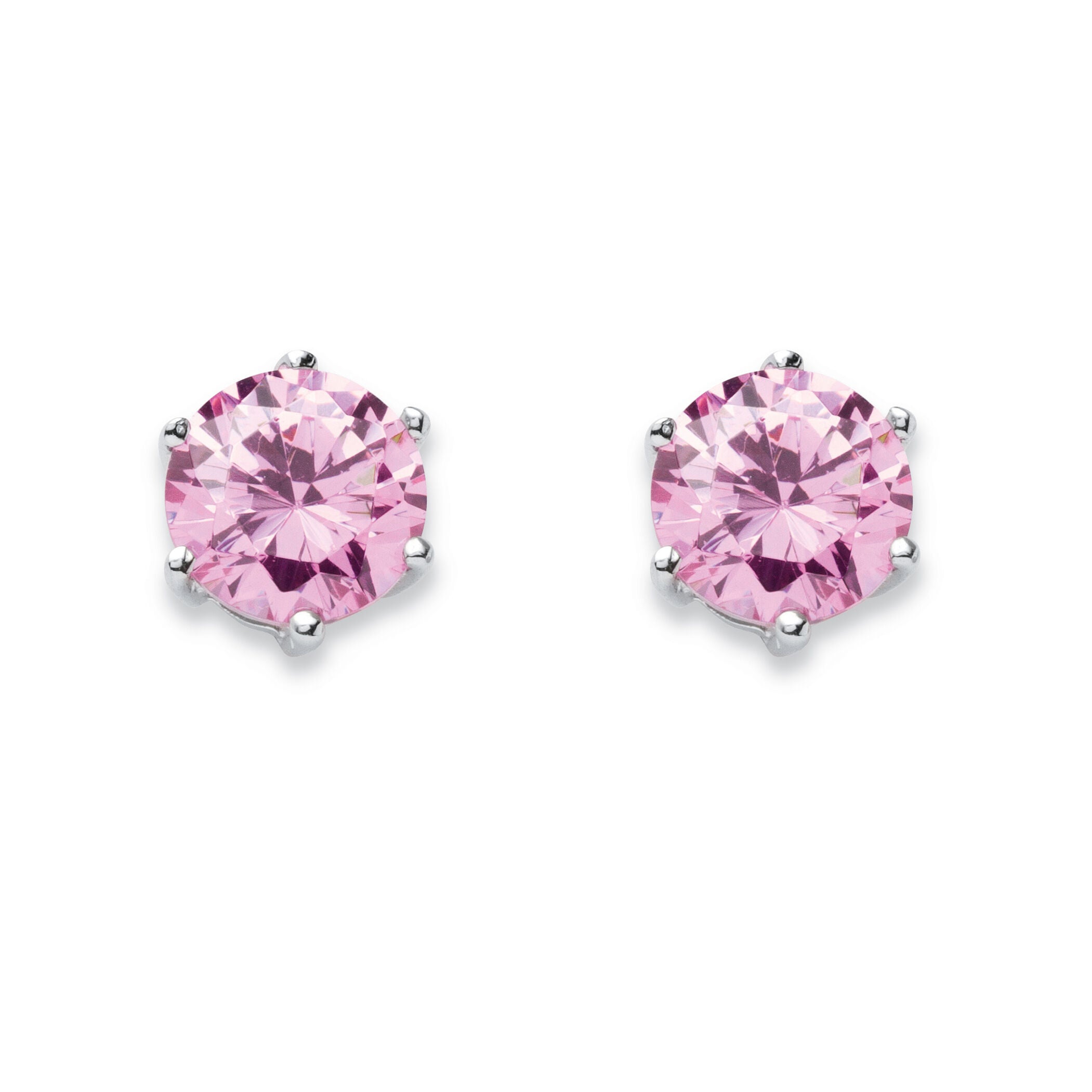 Birthstone .925 Sterling Silver Stud Earrings, OCTOBER, on-hover image number 1