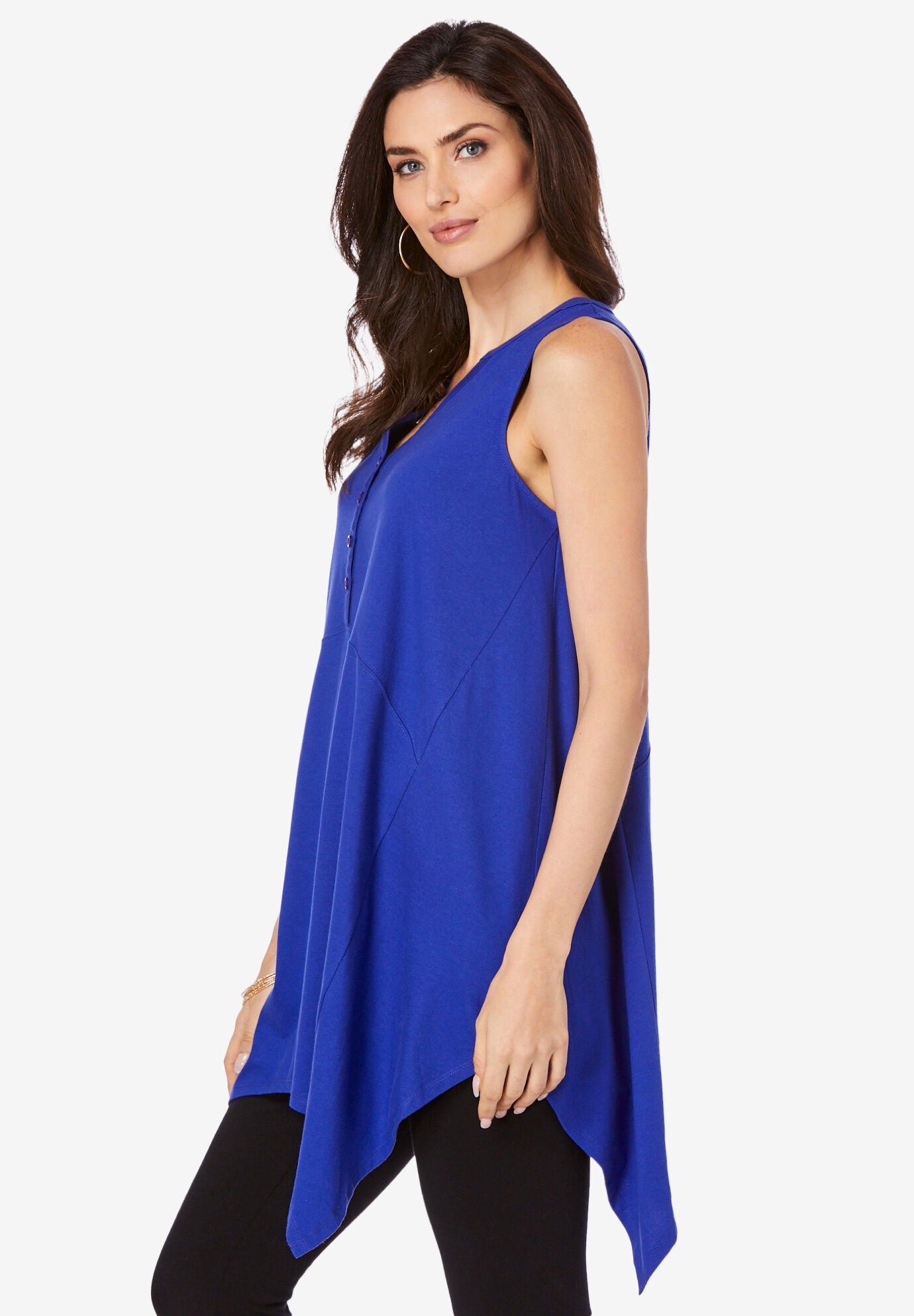 Sleeveless Henley Ultimate Tunic, , alternate image number 2