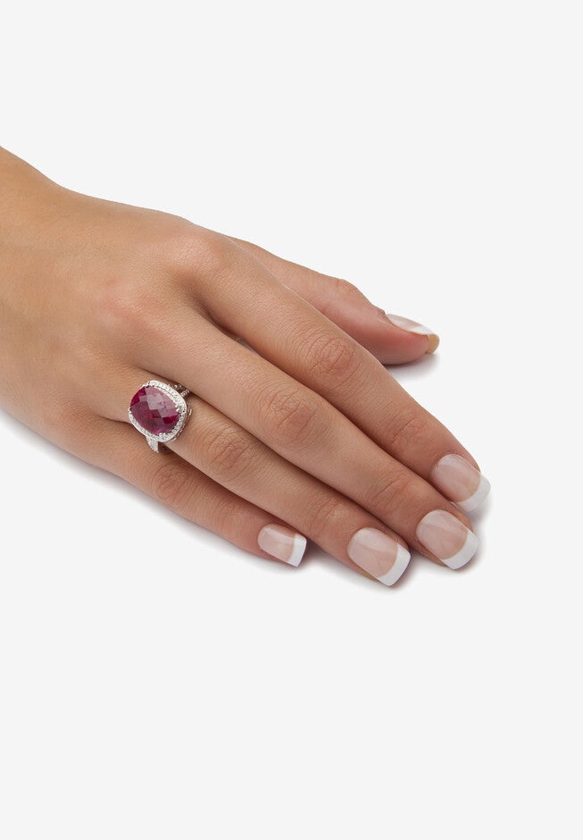 Sterling Silver Genuine Red Ruby Split Shank Filigree Ring, , alternate image number null