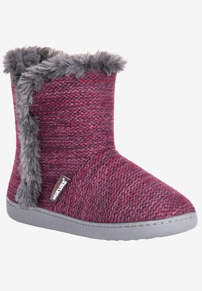 Cheyenne Slipper Bootie by Muk Luks, PLUM, hi-res image number null