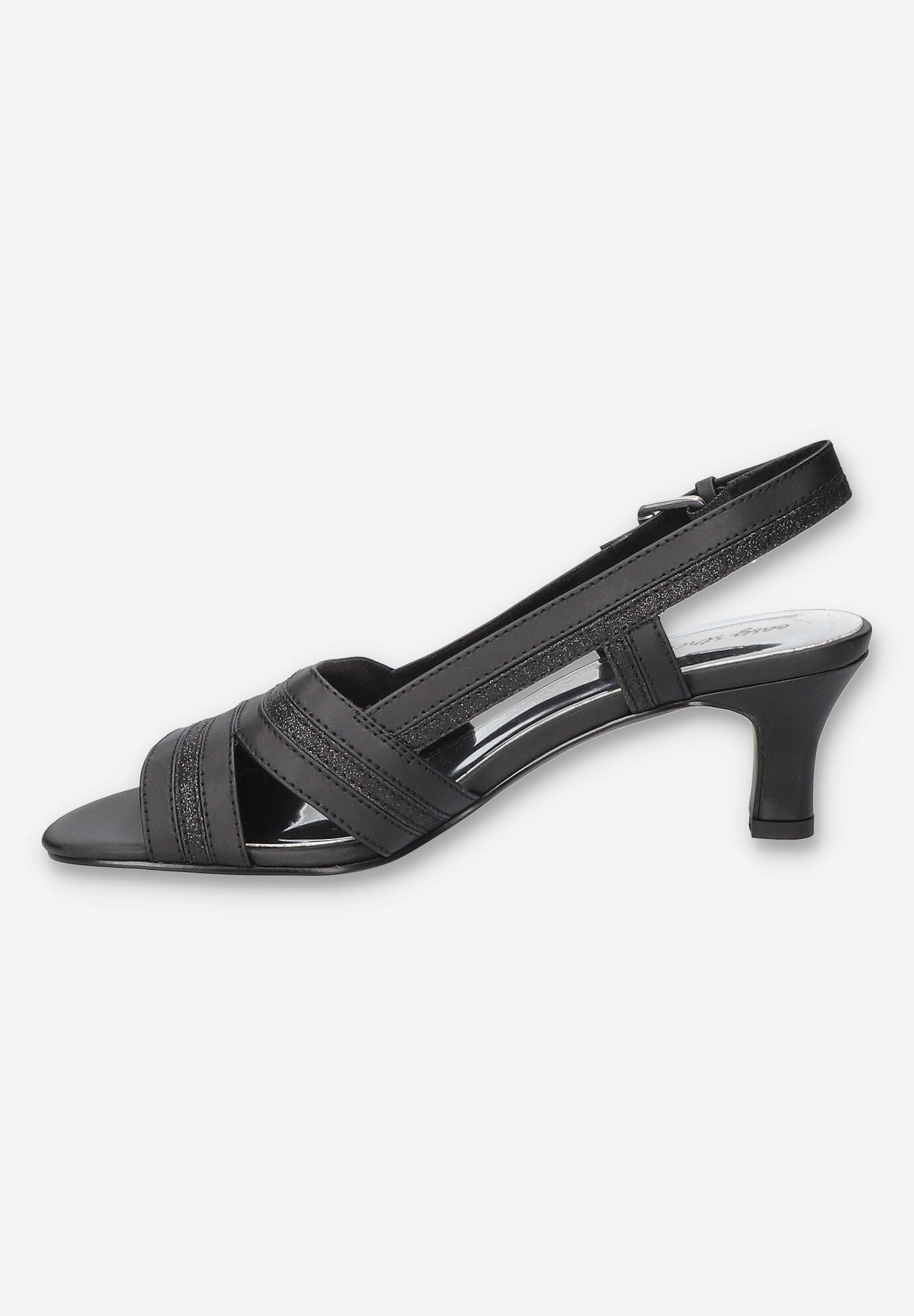 Meghan Slingback Heeled Sandal, BLACK SATIN, alternate image number 4