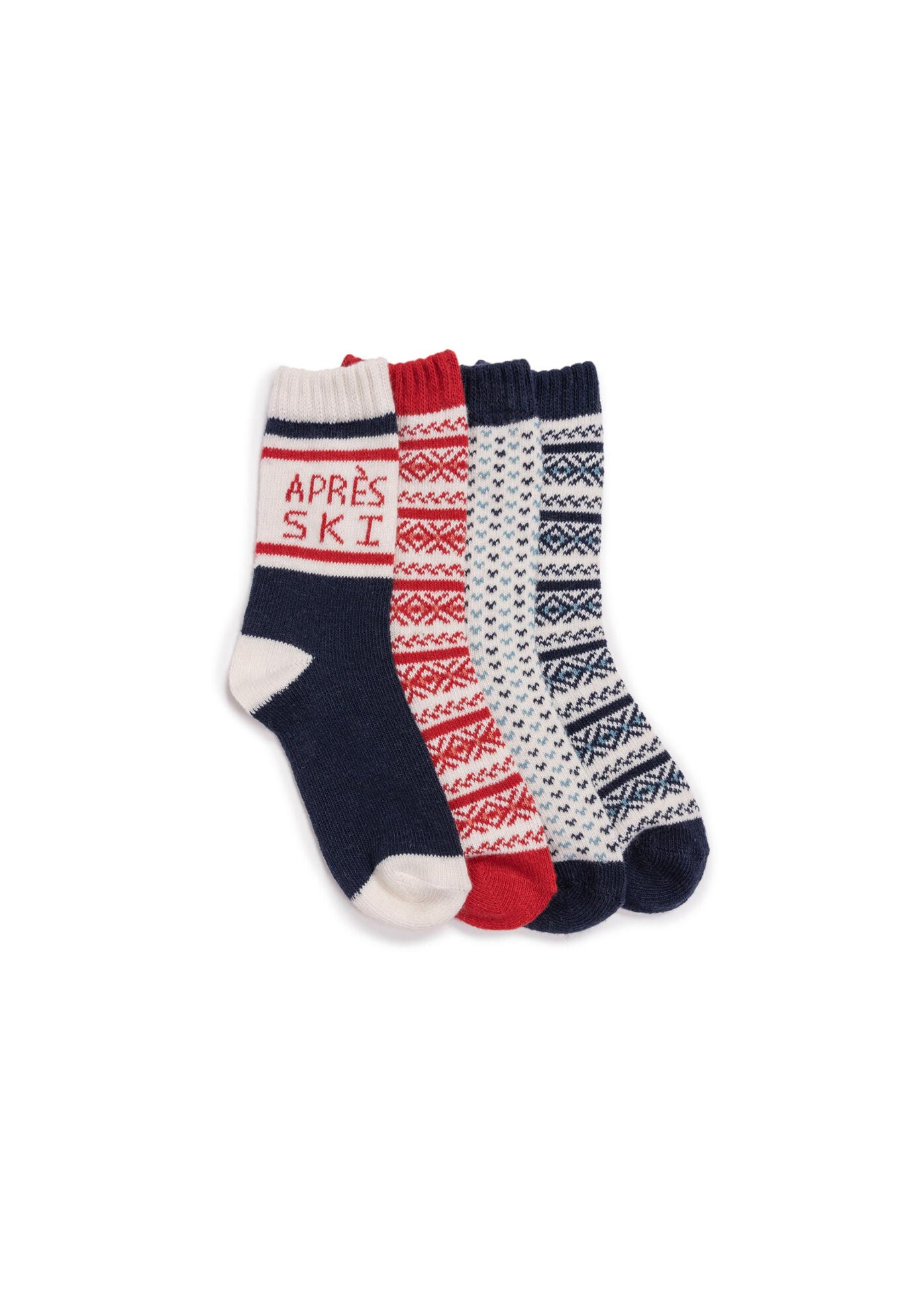 4 Pair Cozy Slipper Socks, RED BLUE, hi-res image number 0
