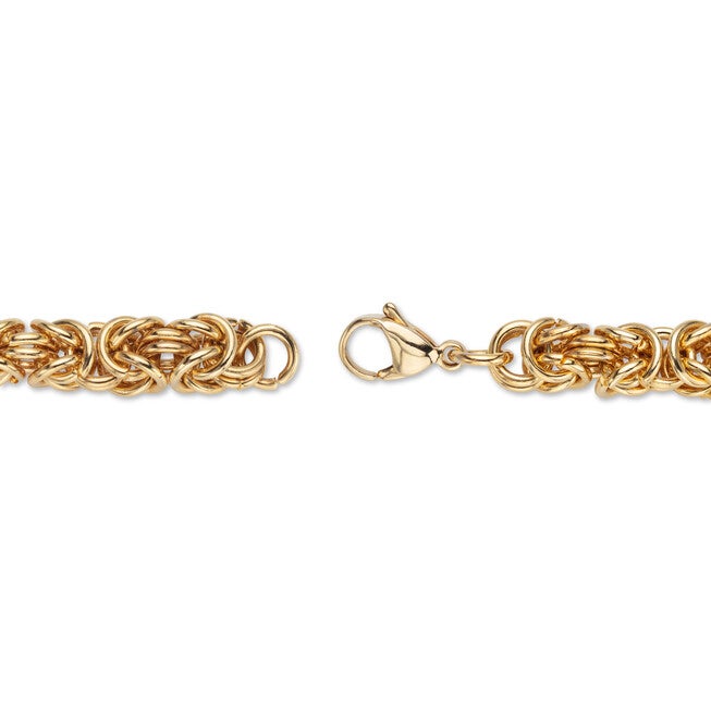 Byzantine-Link Bracelet Gold Ion-Plated Stainless Steel 8mm 7.5 inches Length, GOLD, on-hover image number 1