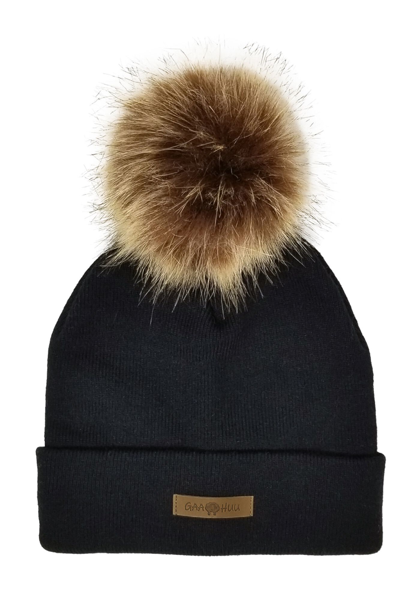Super Soft Cuff With Faux Fur Pom Hat, BLACK, hi-res image number 0