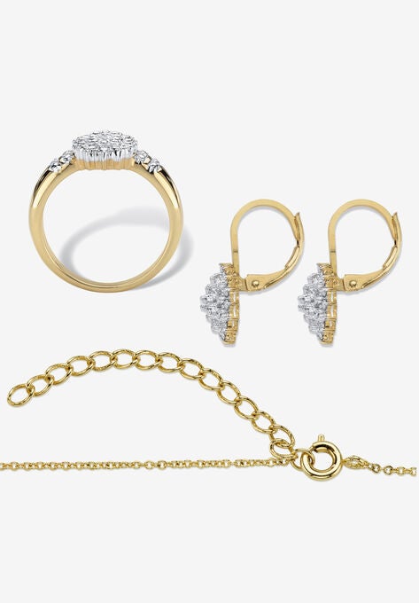 Gold Plated Genuine Diamond Jewelry Set, , on-hover image number null