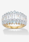 18K Gold & Sterling Silver Cubic Zirconia Ring, GOLD, hi-res image number null