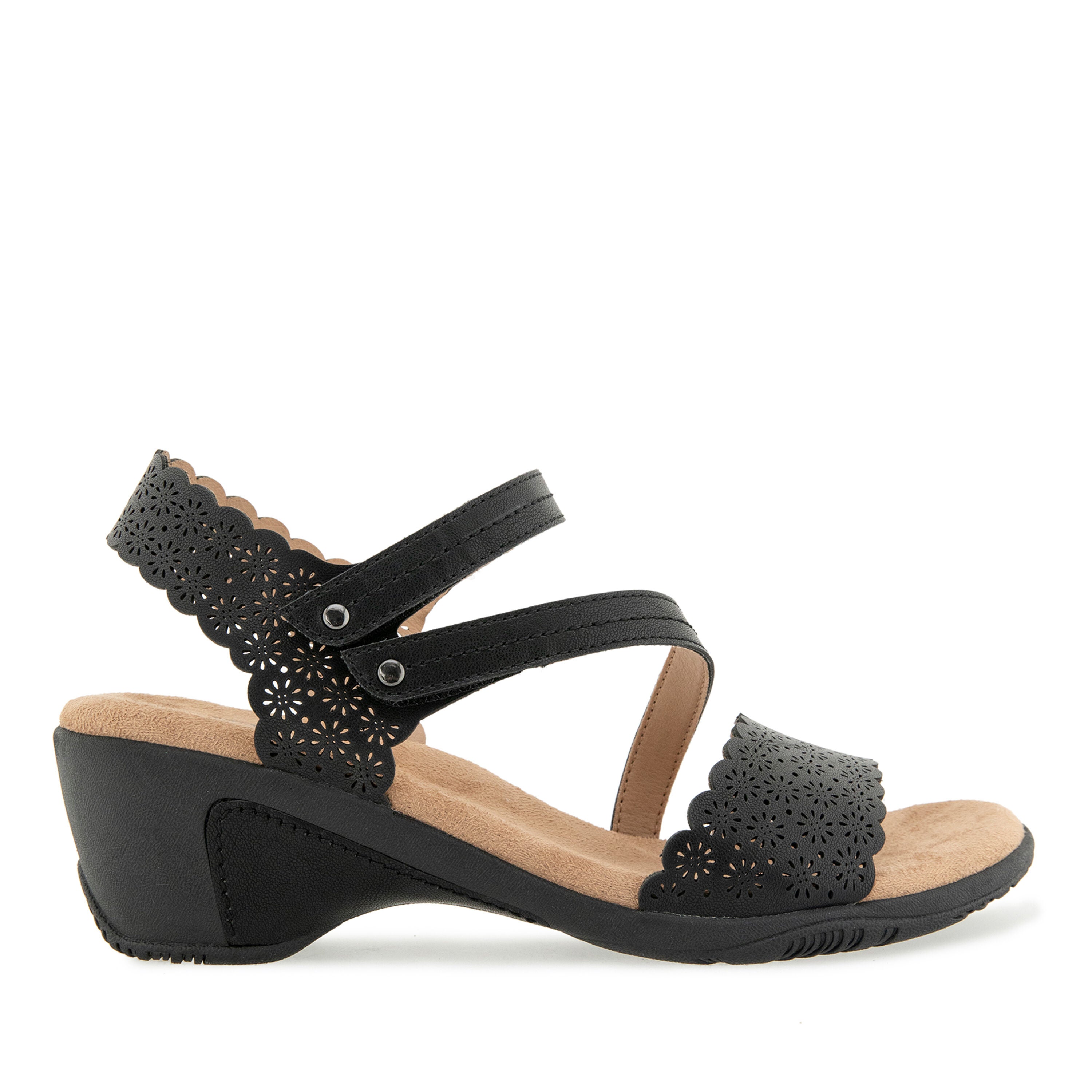 Gracie Hook and Loop Wedge Sandal, BLACK, alternate image number 2