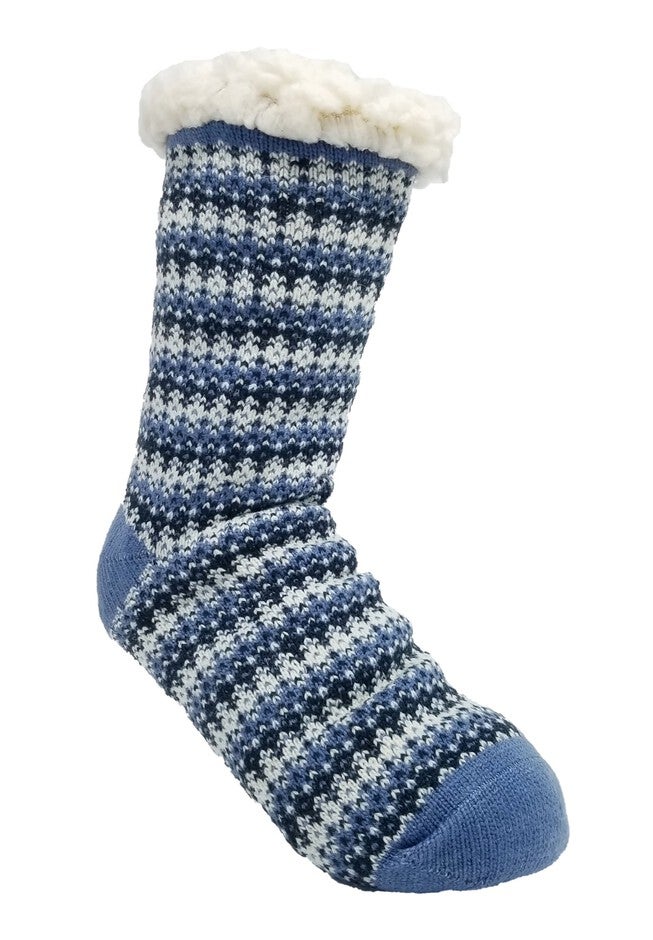 Allover Fairisle Slipper Socks, DENIM, hi-res image number 0