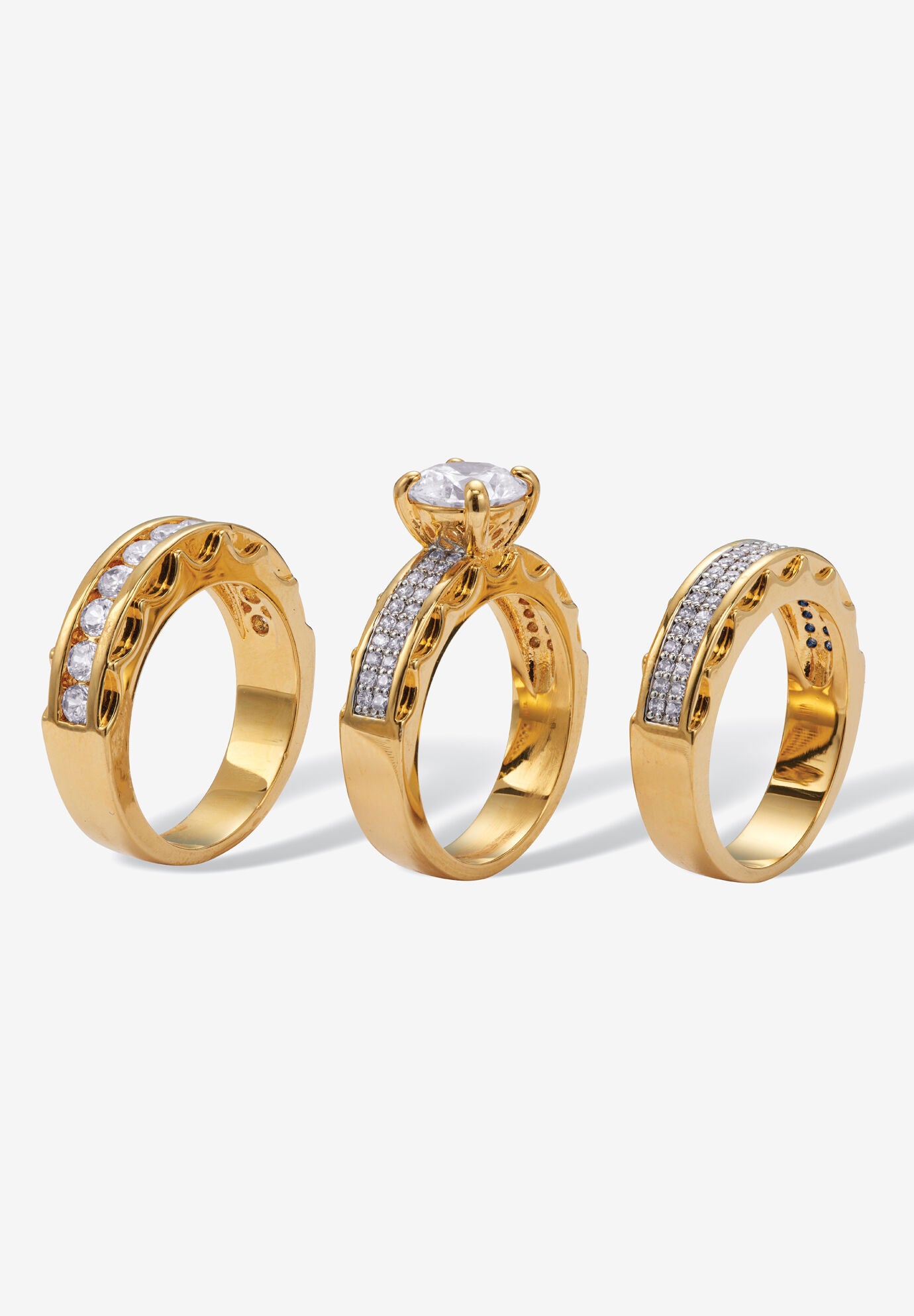 3 Piece 3.38 Tcw Marquise Cubic Zirconia 14K Yellow Gold-Plated Bridal Ring Set, , on-hover image number 1