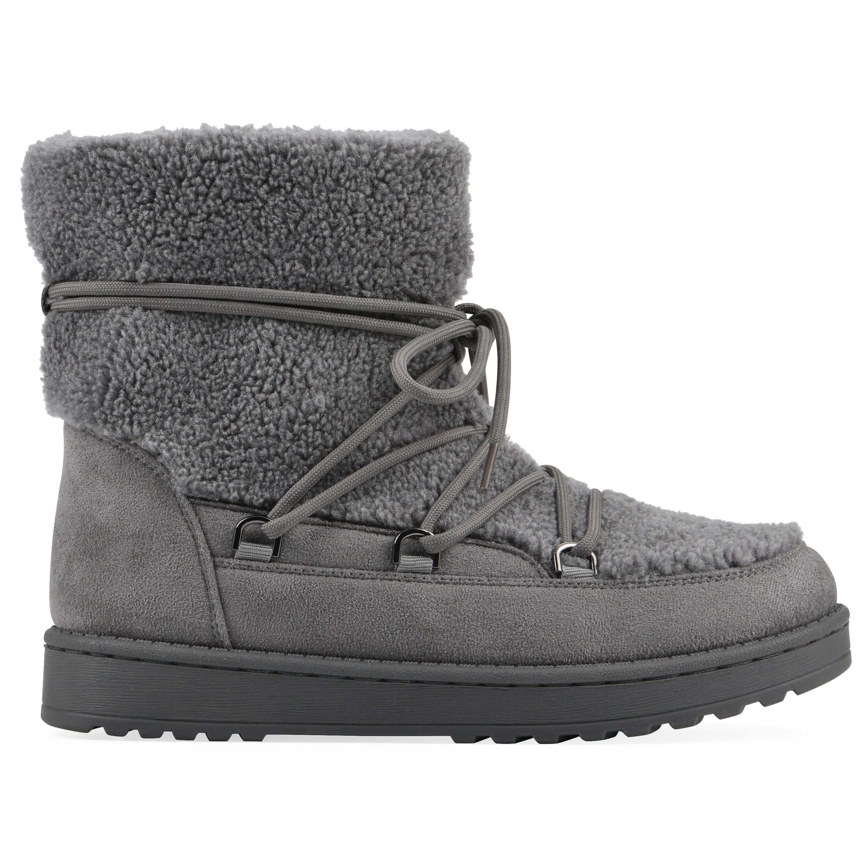 Isador Faux Sherpa Lace-Up Boot, GREY, alternate image number 2