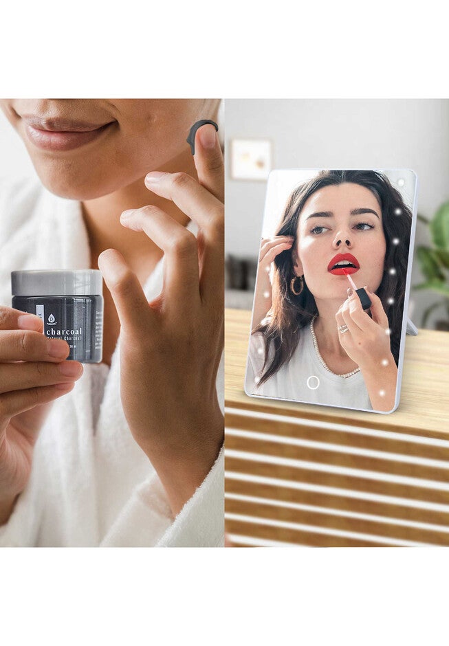 Touchscreen Led Vanity Mirror And Luxurious Gel & Mud Face Mask Set, , alternate image number null