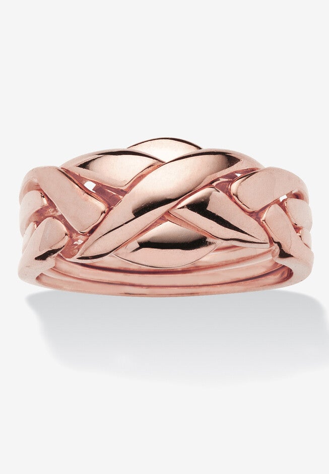 14K Rose Gold-Plated Commitment Symbol Puzzle Ring, ROSE GOLD, hi-res image number null