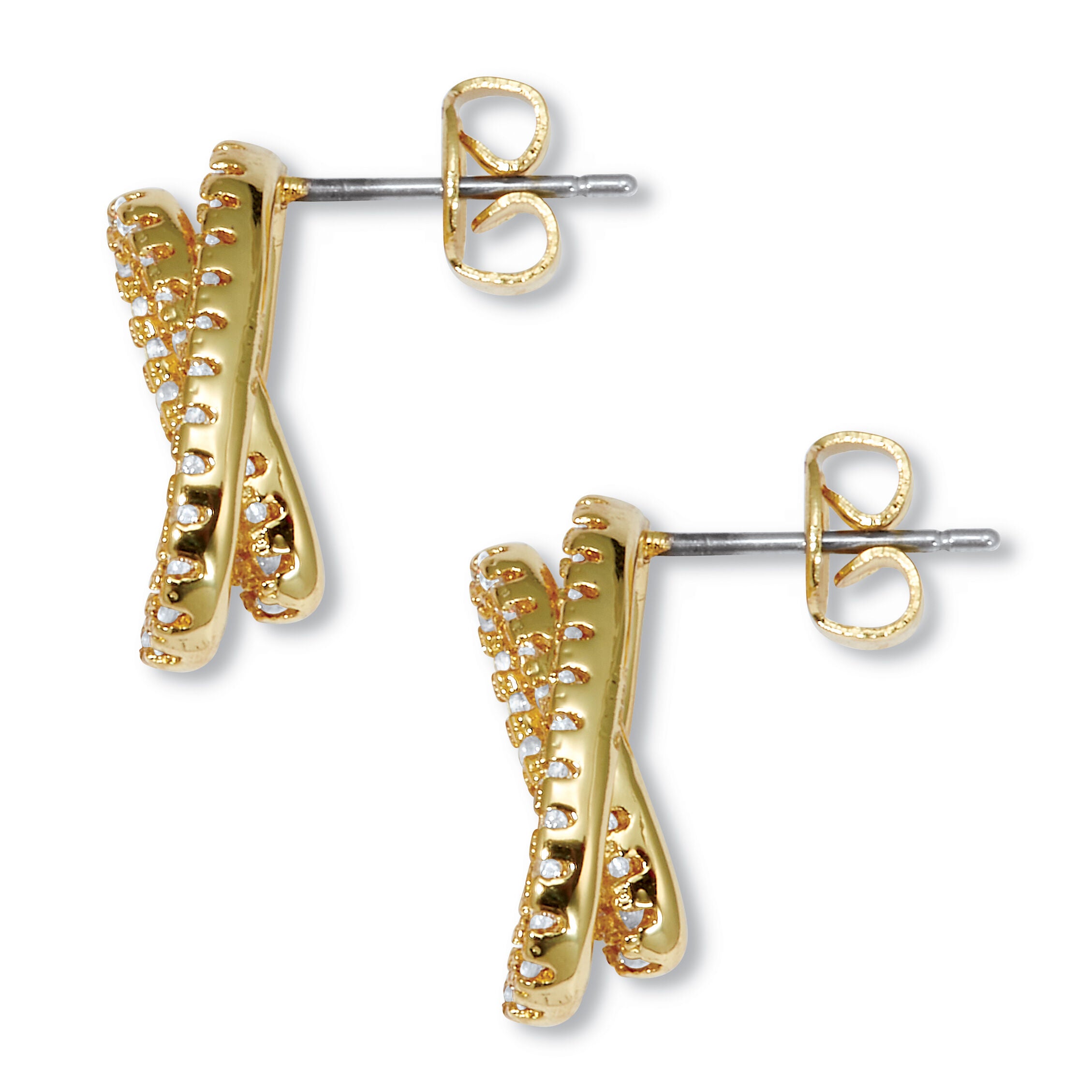 .80 TCW Round CZ 14k Yellow Gold-Plated Concentric Circle Drop Earrings, WHITE, on-hover image number 1