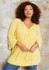 Acid Wash Peasant Blouse, LEMON MIST, hi-res image number null