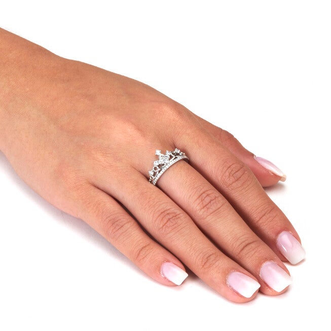 .41 TCW Round Cubic Zirconia Sterling Silver Crown Ring, WHITE, alternate image number null
