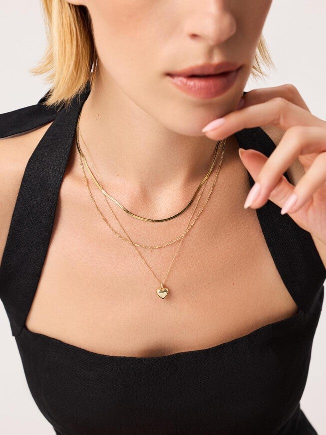 Lev Small Gold Heart Necklace, GOLD, alternate image number 1