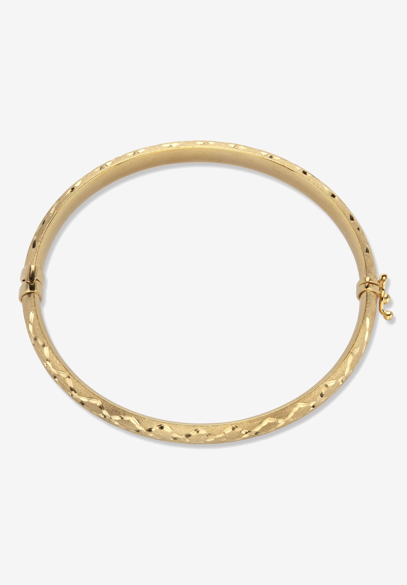 Yellow Gold Plated Silver Diamond Cut Bangle Bracelet (10Mm), 7.75 Inches Jewelry, , on-hover image number 1