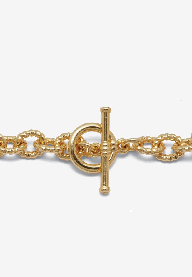 Marquise Cut Green Crystal Goldtone Link Necklace, 19 Inches, , on-hover image number 1