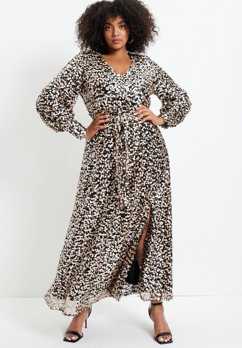 Side Slit Sequin Dress, , alternate image number null