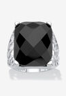 Sterling Silver Natural Black Onyx Checkerboard Cut Ring, ONYX, hi-res image number 0