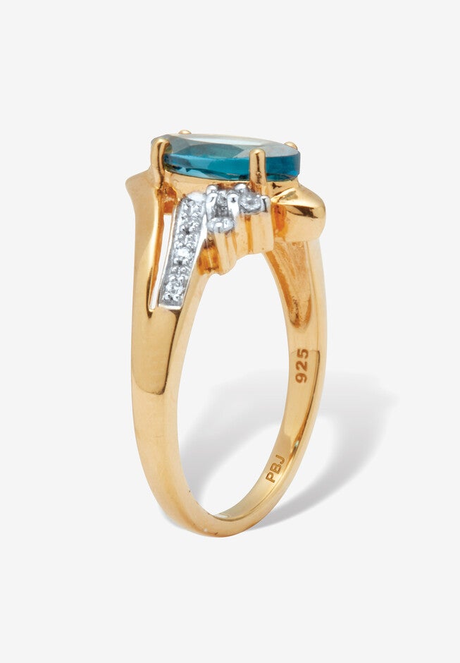 1.32 Tcw Marquise Cut Topaz And Cz 18K Yellow Gold-Plated Sterling Silver Ring, , on-hover image number null