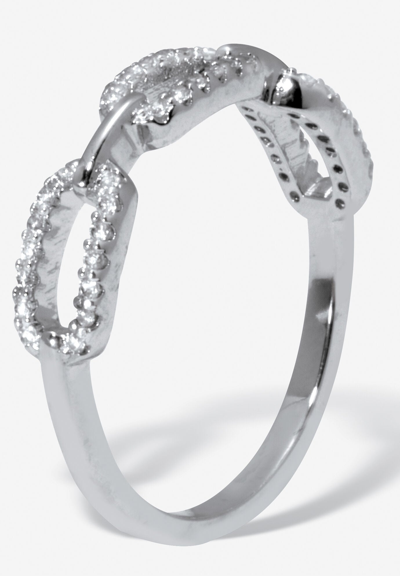 .21 Tcw Round Cubic Zirconia Silvertone Link Ring, , on-hover image number 1