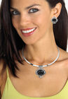 Silver Tone Antiqued Pendant Oval Shaped Black Onyx with 16 inch Chain, , alternate image number 2