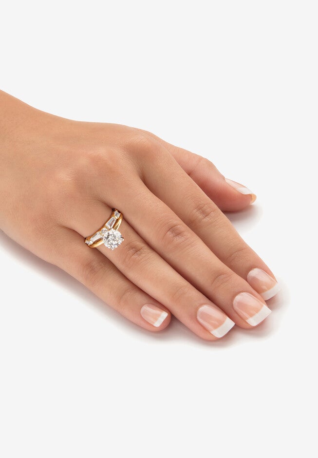 2.56 Cttw. 2-Piece Gold-Plated Round Cubic Zirconia Bridal Ring Set, , alternate image number 2