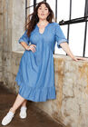 Ruffled Denim Dress, MEDIUM WASH, hi-res image number null