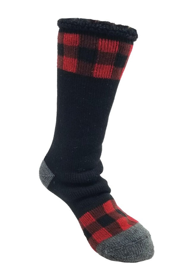 Buffalo Check Thermal Socks, BLACK, hi-res image number 0