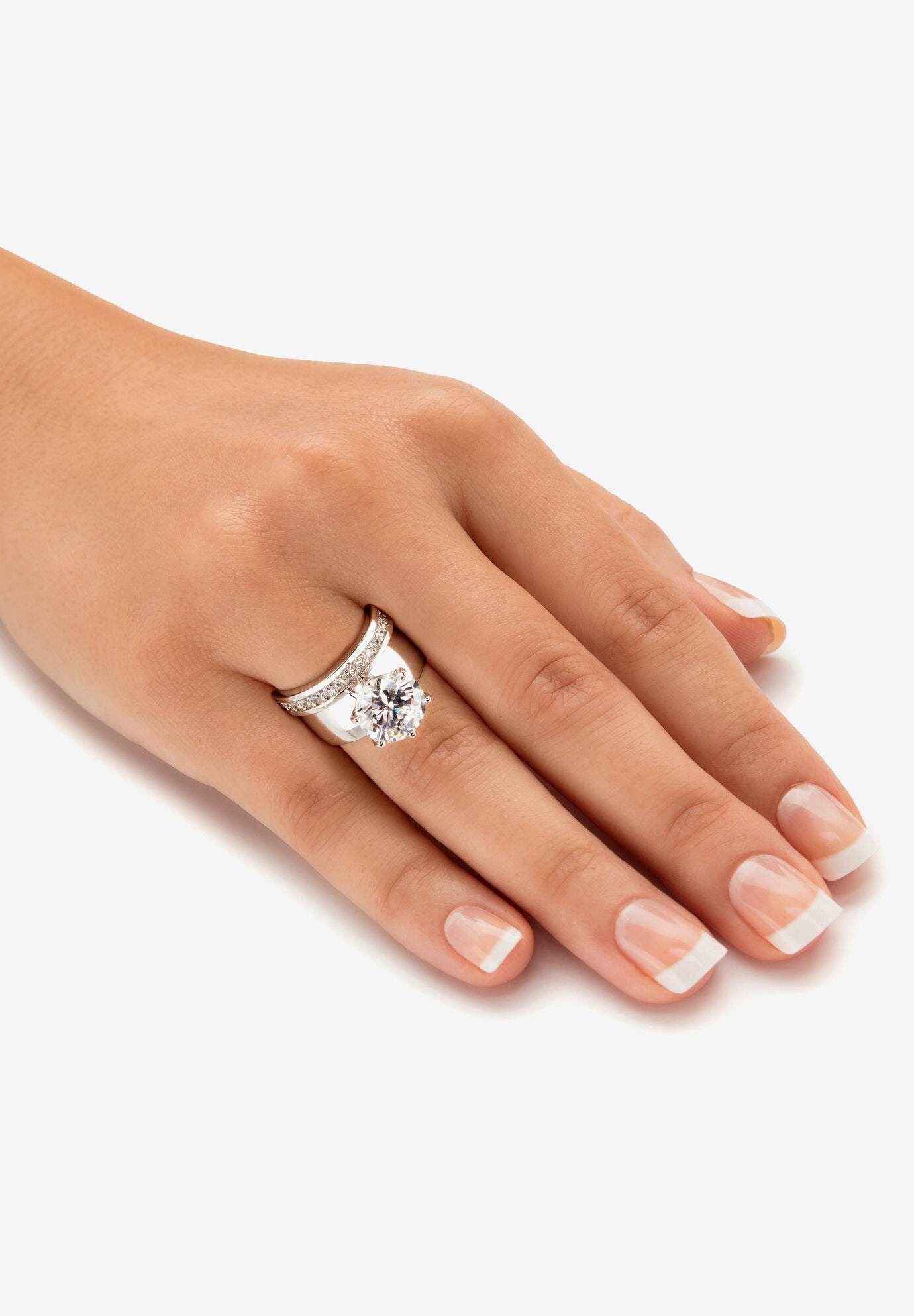 4.80 Cttw. 2-Piece Round Cubic Zirconia Sterling Silver Wedding Ring Set, , alternate image number 2