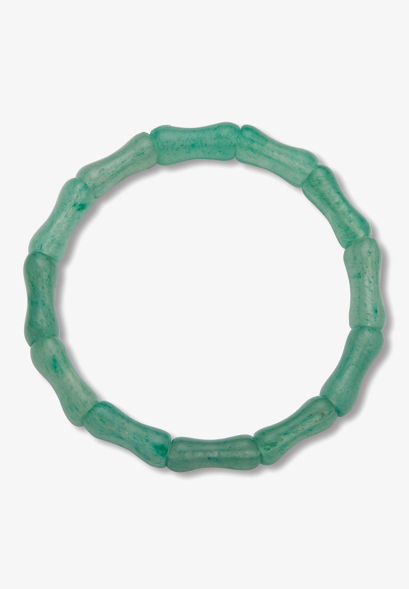 Genuine Green Jade Bamboo Style Stretch Bracelet, , on-hover image number 1