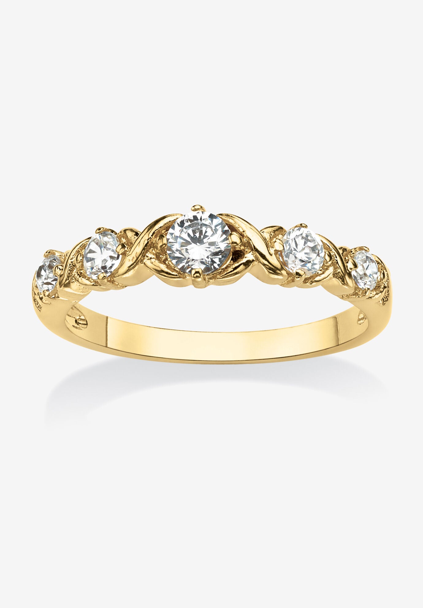 Yellow Gold-Plated Simulated Birthstone Ring, APRIL, hi-res image number 0