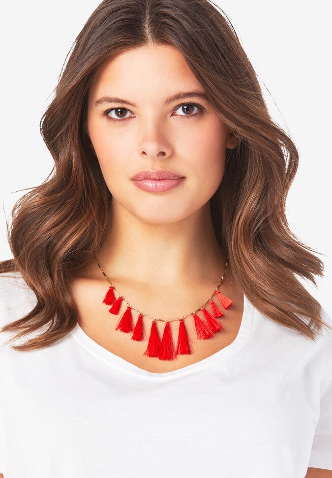 Tassel Necklace, SOFT GERANIUM, hi-res image number 0