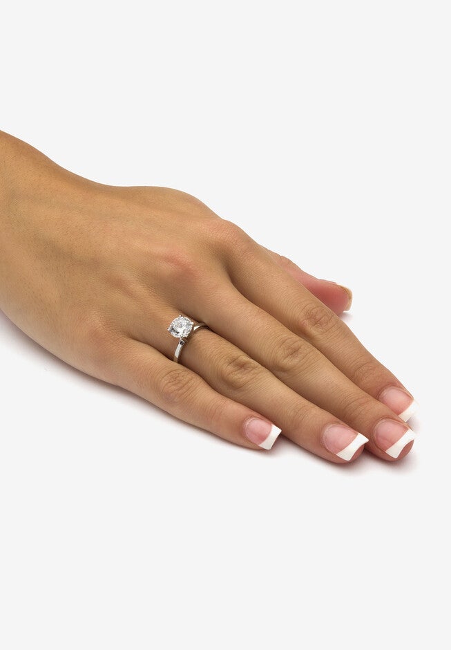 2 Tcw Round Cubic Zirconia Solitaire Ring In .925 Sterling Silver, , alternate image number null