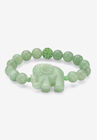 Genuine Agate Elephant Stretch Bracelet (10Mm), 8 Inches, EMERALD, hi-res image number null