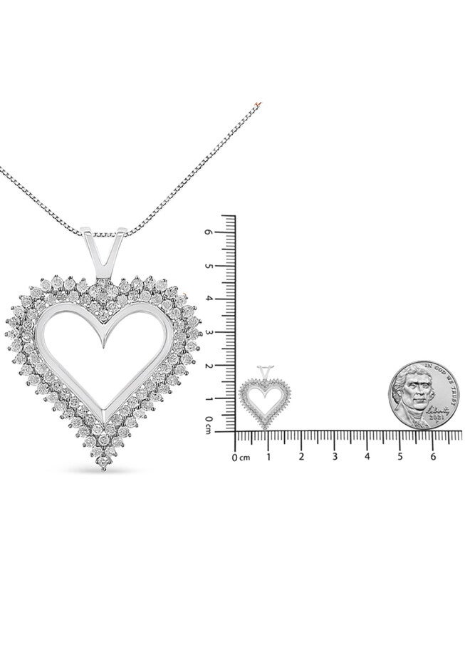 Sterling Silver 1/2 Cttw Diamond Heart Pendant Necklace, , alternate image number 5