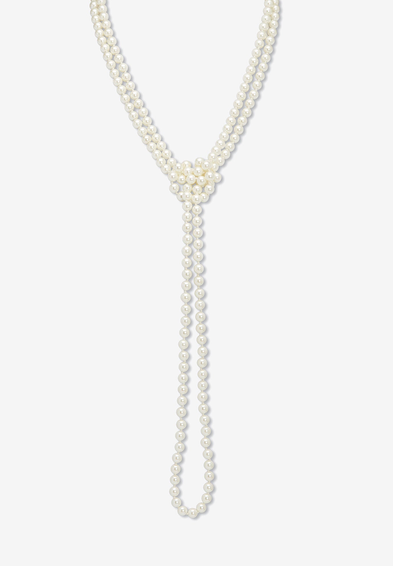Simulated Pearl Silvertone Endless Necklace And Earrings Set, 70 Inches, , alternate image number 3