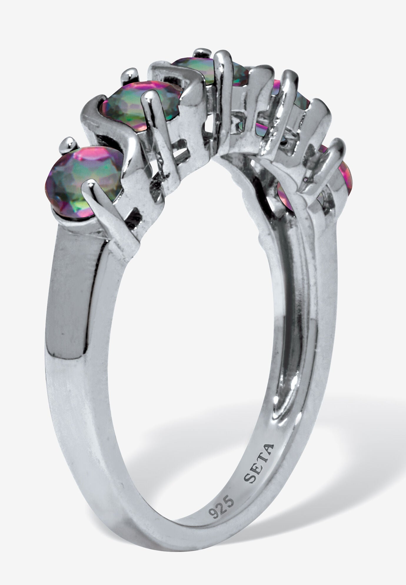 1.50 Tcw Round Cut Genuine Mystic Fire Topaz Sterling Silver Ring, , on-hover image number 1