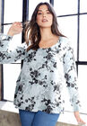 Long-Sleeve Swing One + Only Tee, IVORY LAYERED FLORAL, hi-res image number null