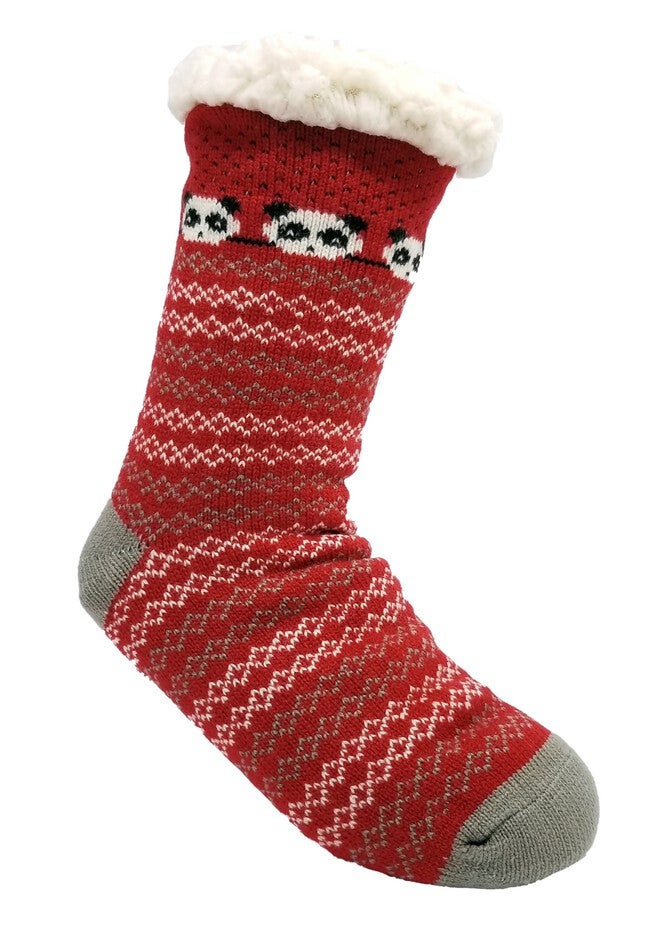 Panda Slipper Socks, RED, hi-res image number 0